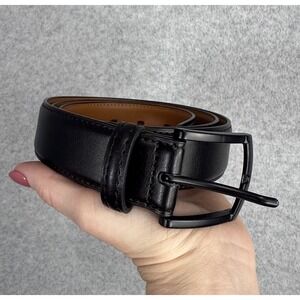 Kemisant Men's Black Leather‎ Belt Size 36 110cm Matte Buckle Minimalist Dress